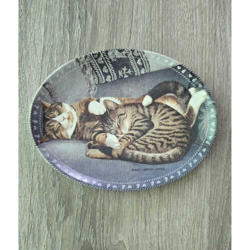 2002 Bradford Exchange Kitty Comforts Sweet Slumber Oval Cat Collector Plate